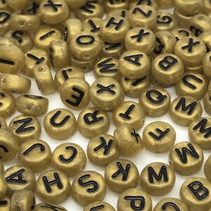 400 Brown & Black Alphabet Beads, 7mm Acrylic letter beads, 333a