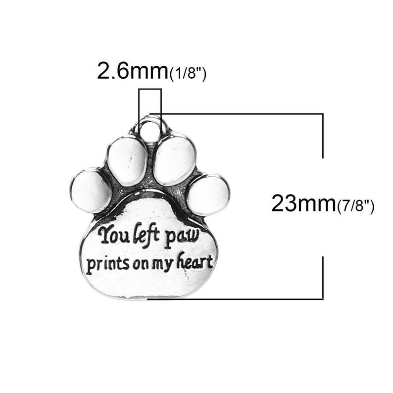 5 Pet Memorial Charm Pet Loss Dog's Paw Charm 8935a - Etsy