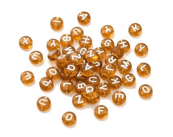 400 Brown & White Alphabet Beads, 7mm Acrylic letter beads