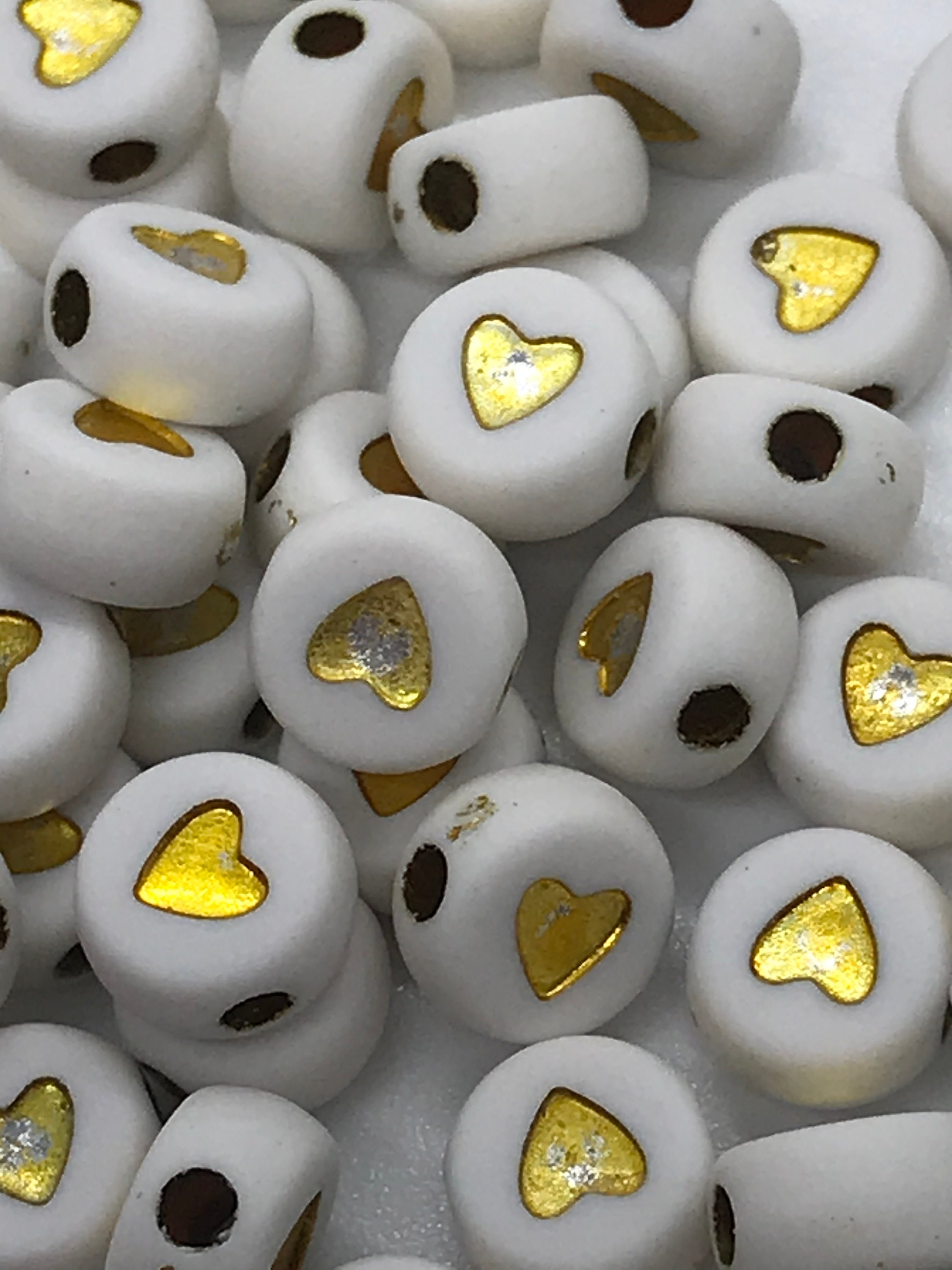 1000pcs Acrylic Gold Letter Beads Charm 4x7mm Shiny Dangle Beads