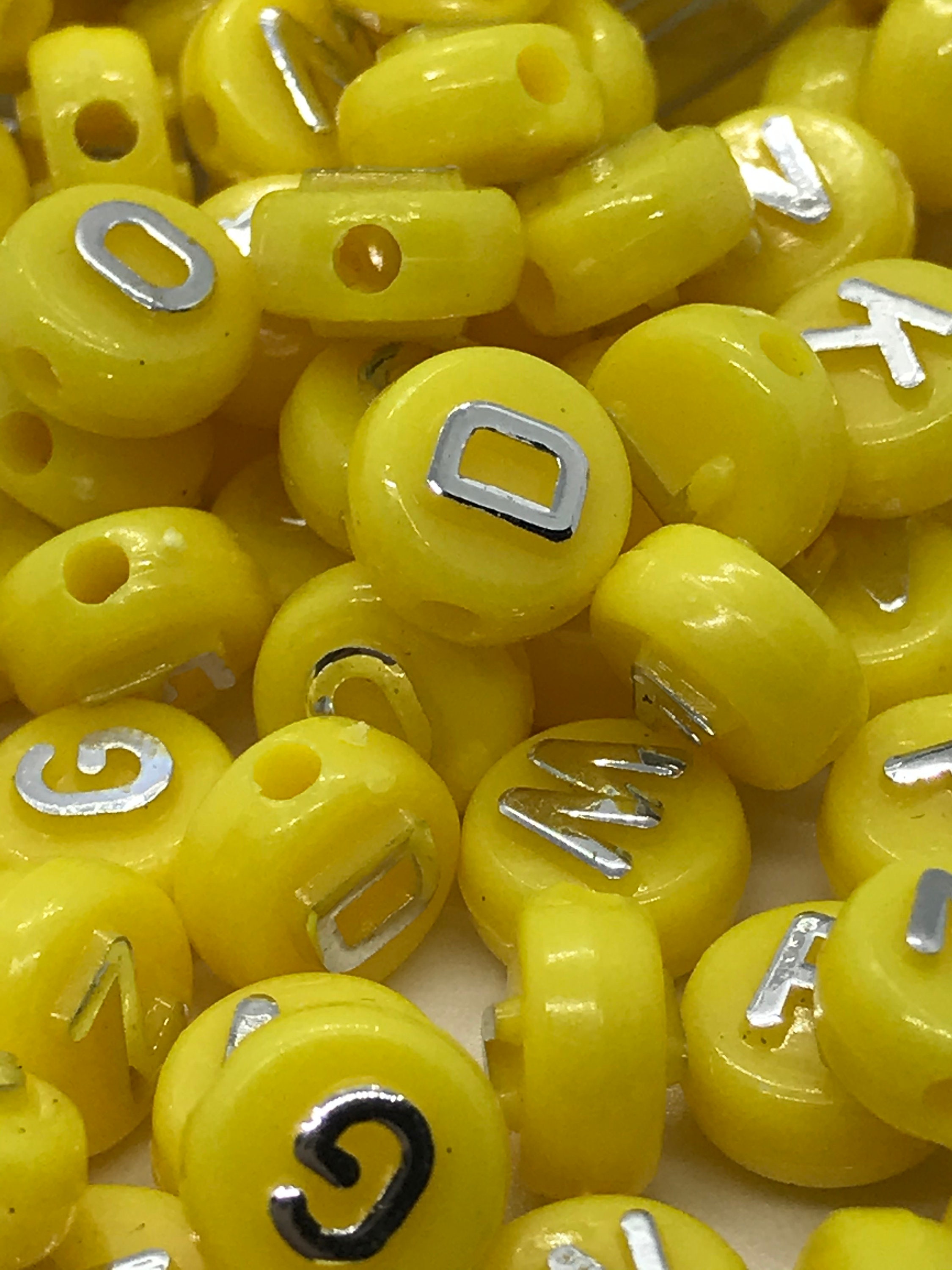 200 10mm Yellow Letter Beads Acrylic Alphabet Beads Etsy