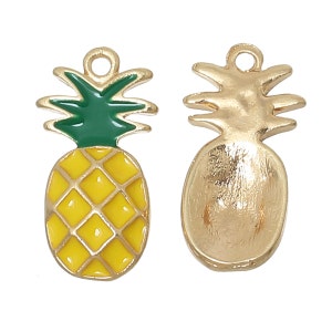 10 breloques ananas, breloque ananas en émail