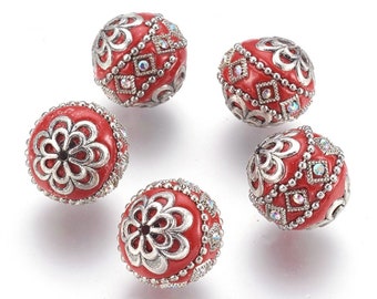 5 Embellished beads, Focal Beads, 19.5 x 19mm