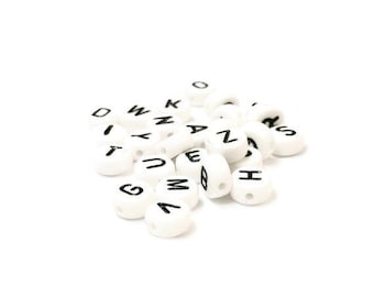 5000 7mm Black & White Alphabet Beads, Acrylic letter beads, ABC letter beads, Free Shipping