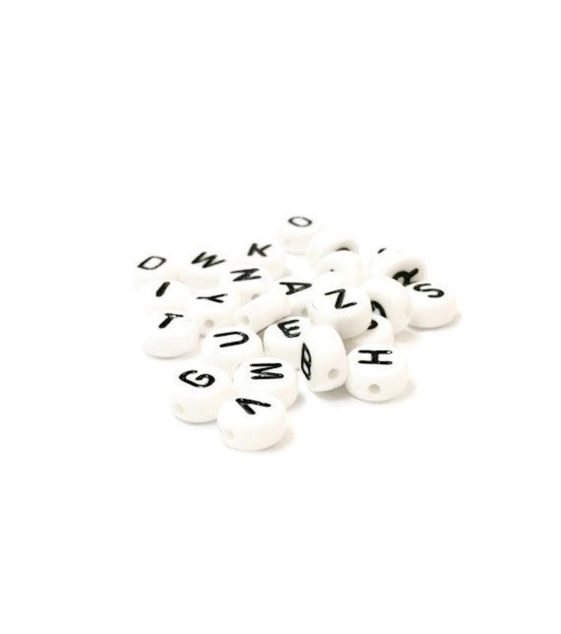 5000 7mm Black & White Alphabet Beads Acrylic Letter Beads Etsy