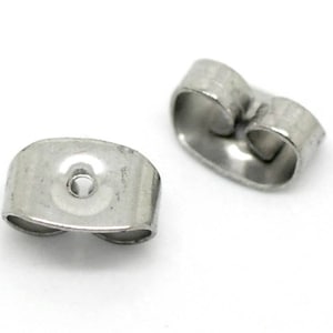 100 Earrings Backs, Stainless Steel Ear Nuts