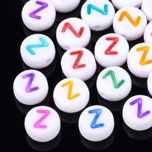 Letter Z Acrylic Alphabet Beads Assorted Colors, Letter Z only, 1975