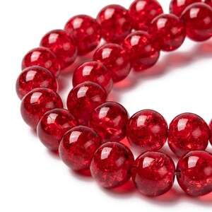 100 Red Crackle Glass Beads 8mm, 8mm Green Round Beads image 2