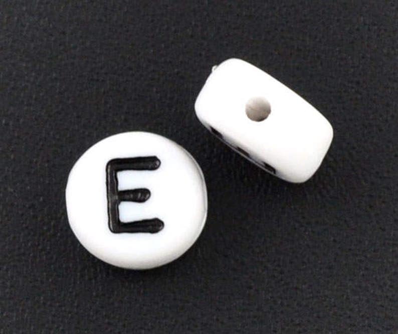 Letter E Beads 7mm Black & White Alphabet Beads Acrylic - Etsy