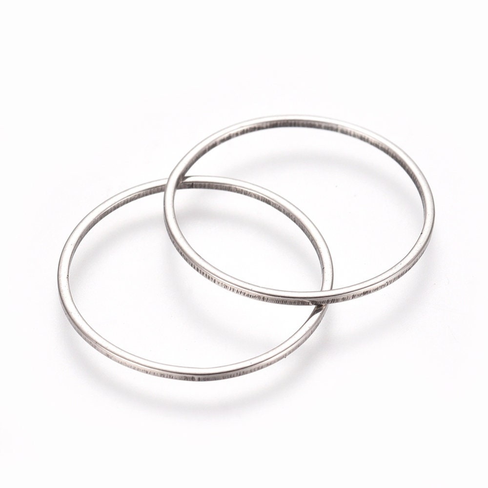 10 Round Stainless Steel Linking Rings, 19.5x0.8mm, Inner Diameter 18mm