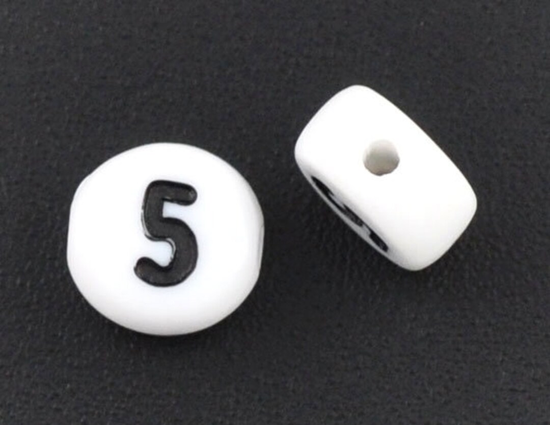 Number Five Acrylic Number Spacer Beads, Number 5 Beads, 7mm, - Etsy