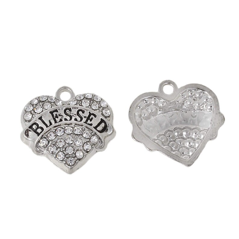 2 Blessed Charms Rhinestone Blessed Pendant 20mm Rhinestone Etsy