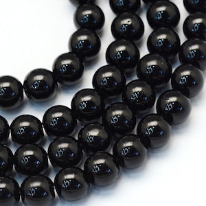 Black Glass Pearl Beads 3mm 4mm 6mm 8mm 10mm 12mm