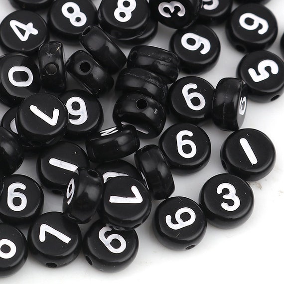 50Pcs DIY Acrylic Heart Love Coin Round Flat Spacer Beads 7mm Black