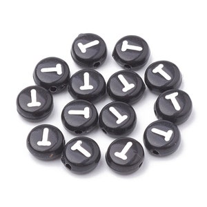 Letter T Beads, 7mm Round Alphabet Beads