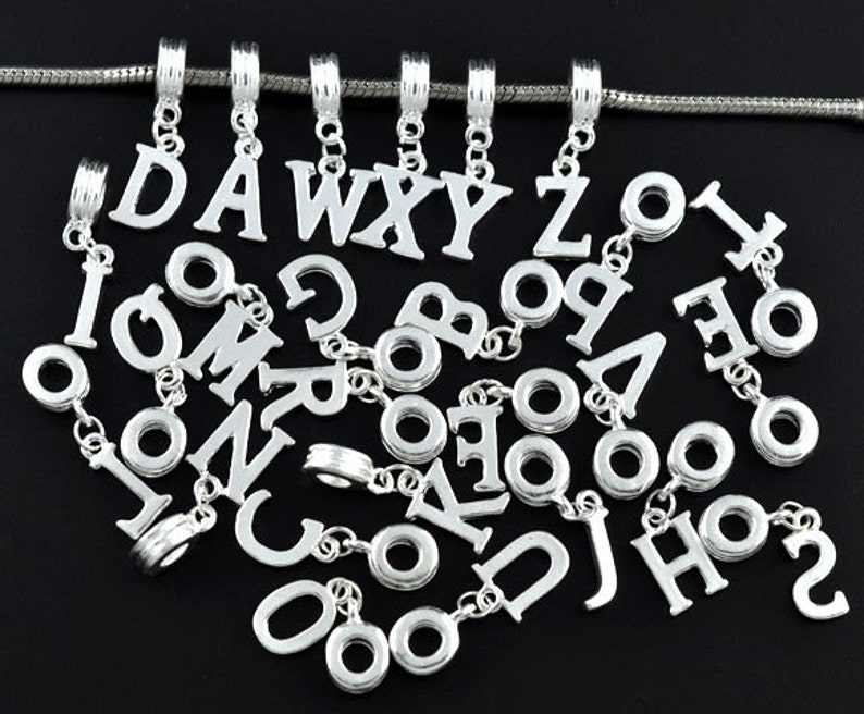 527 1 Alphabet Initial Charm with bail bead