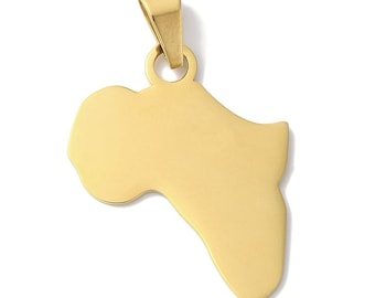 2 Gold Africa Map Charm Pendant, Stainless Steel African Continent Charm, Jewelry Making Supply, DIY Necklace Bracelet Charm