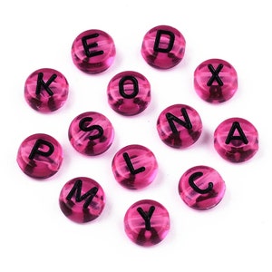 400 Pink & Black Alphabet Beads, 7mm Acrylic letter beads, ABC letter beads, Name beads