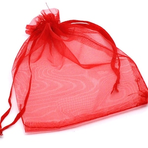 25 Organza bags, red organza bags 8.5cm x 7cm, party favor bags, jewelry bags, mesh bags, wedding favor bags, birthday party bags