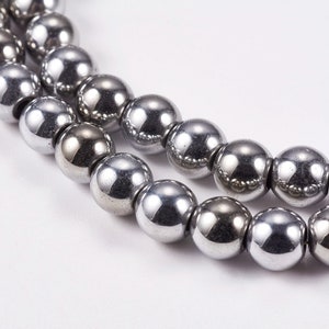 65 6mm Synthetic Hematite Beads Electroplate Non-magnetic, Colors Copper, Platinum, Gold, Rainbow Platinum