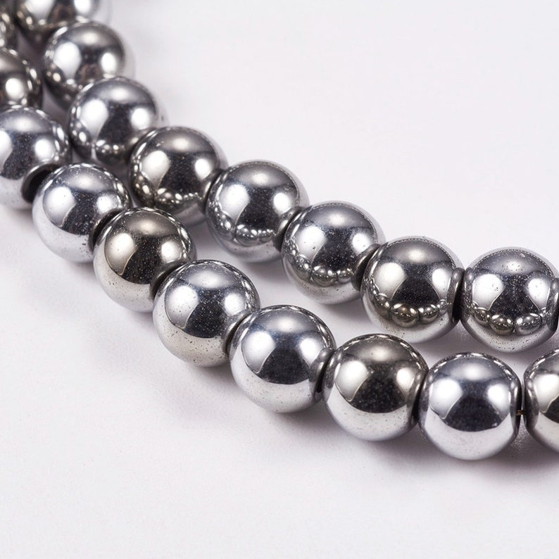 65 6mm Synthetic Hematite Beads Electroplate Non-magnetic, Colors Copper, Platinum, Gold, Rainbow Platinum
