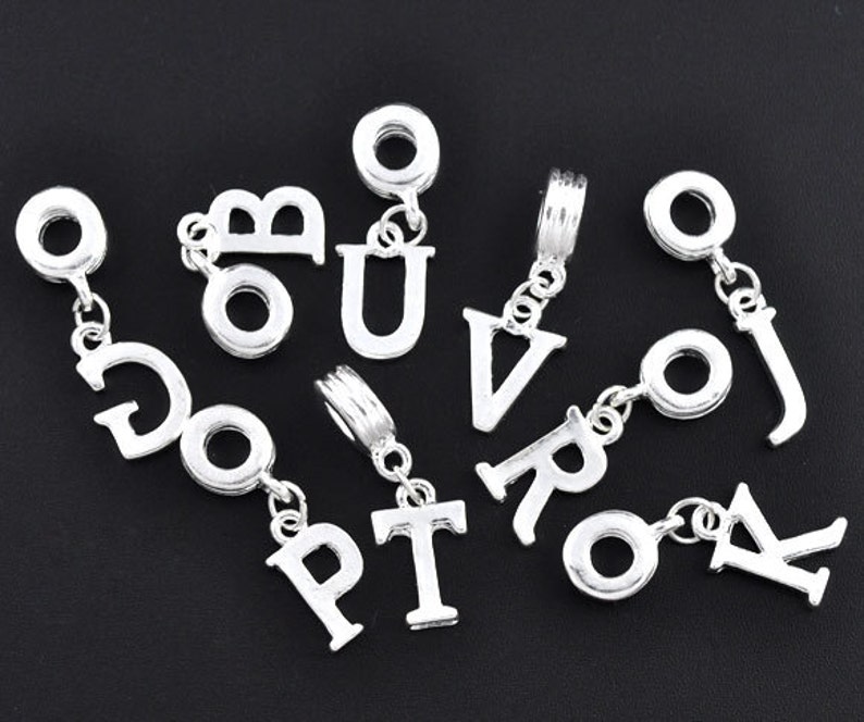 527 1 Alphabet Initial Charm with bail bead
