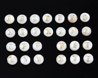 Shell Letter Beads 6mm, Alphabet Beads, Name Beads 1 set A-Z