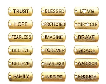 18 Inspirational Word Rectangle Pendants 8x21x2mm