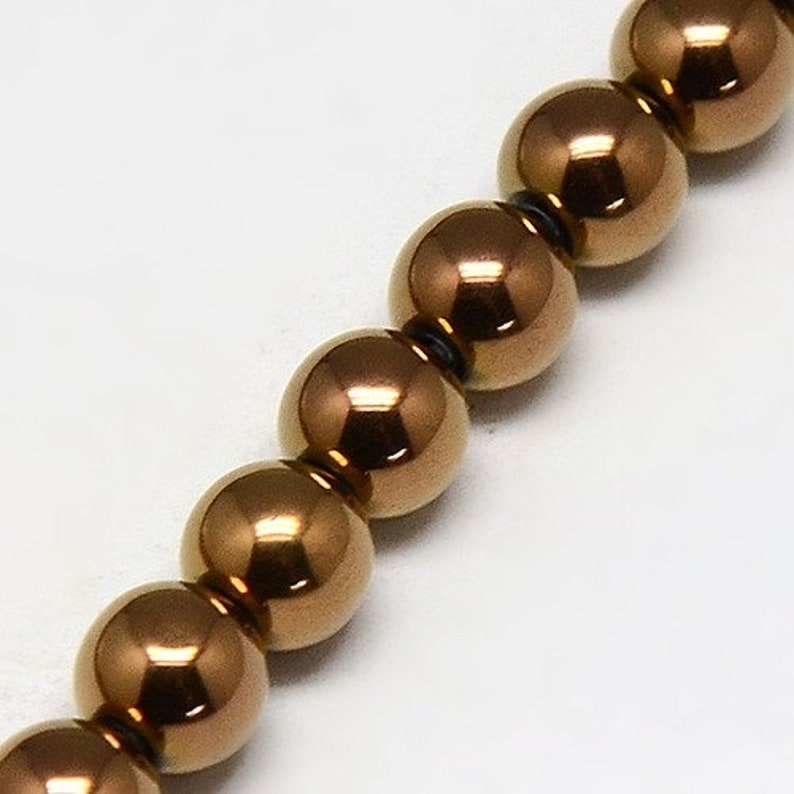 65 6mm Synthetic Hematite Beads Electroplate Non-magnetic, Colors Copper, Platinum, Gold, Rainbow image 8
