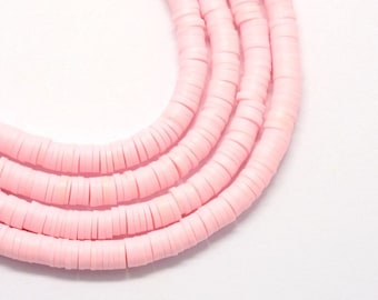 6mm Heishi Beads Polymer Clay Pink