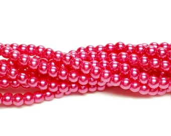 Imitation Pearls, Small Glass Beads,  Pink Glass Pearls, 4mm Glass Pearls, Faux Pearls, 4mm Round Beads, P013, 332a