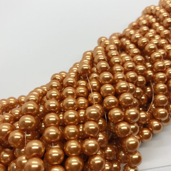 3mm 4mm 6mm 8mm Orange Glass Pearl Beads