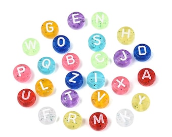 500 Glitter Alphabet Beads, 7mm Acrylic letter beads