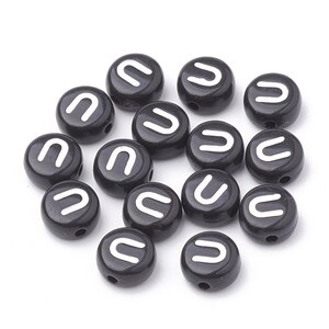 Letter U Beads, 7mm Round Alphabet Beads