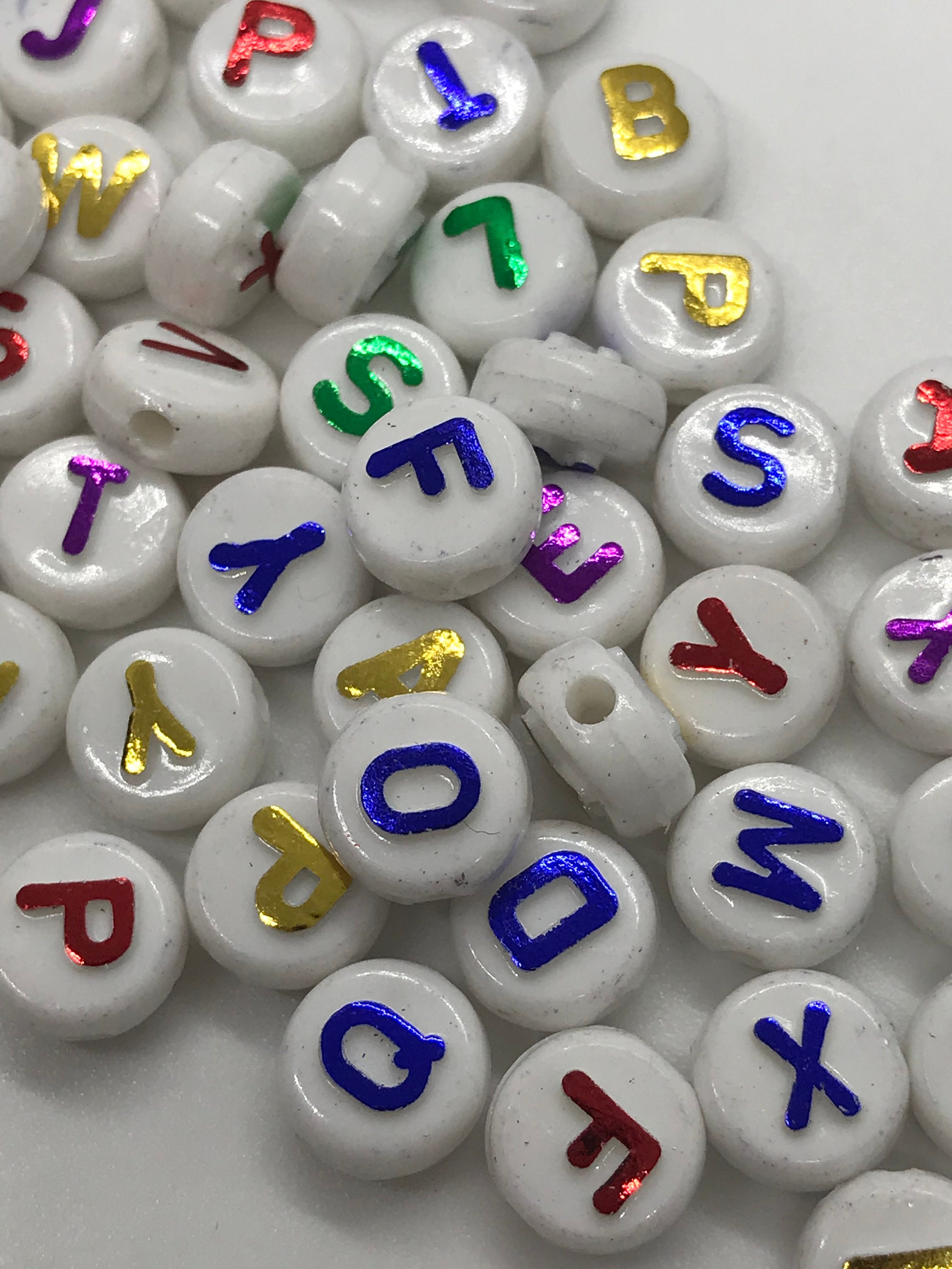 200 10mm Assorted Letter Beads, Acrylic Alphabet beads