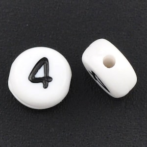 Number Four Acrylic Number Spacer Beads, Number 4 Beads,  7mm Findings,