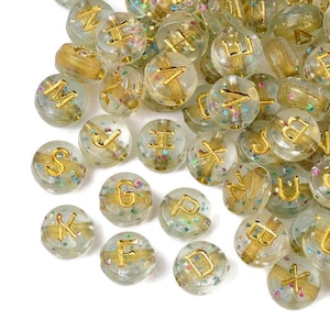400 Glitter Alphabet Beads, 7mm Acrylic letter beads