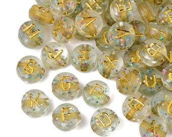 500 Glitter Alphabet Beads, 7mm Acrylic letter beads