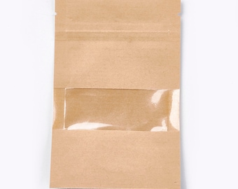 15 Resealable stand up bags with window 14x9cm