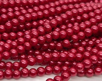 3mm 4mm 6mm 8mm 10mm 12mm 14mm Red Glass Pearl Beads