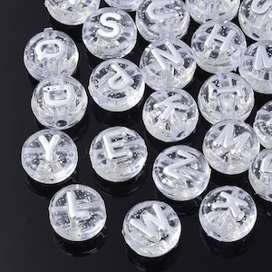 200 10mm Silver Transparent Letter Beads