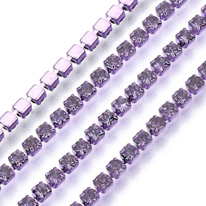 2mm Rhinestone Cup Chain, Purple Rhinestone Chain, Rhinestone Chain, Rhinestone trim