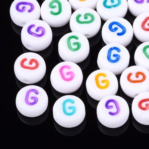 Letter G Acrylic Alphabet Beads Assorted Colors, Letter G only