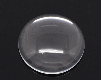 10 25mm Transparent Glass Dome Seals, 25mm Cabochons Round Flatback Clear Flatback dome