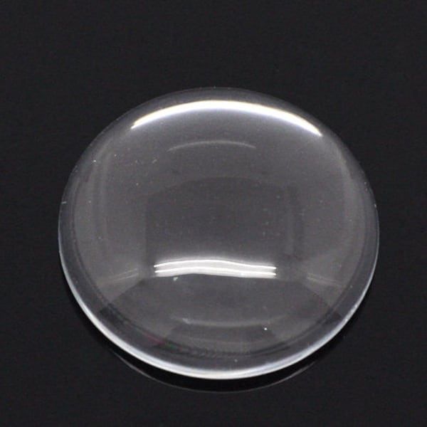 10 25mm Transparent Glass Dome Seals, 25mm Cabochons Round Flatback Clear Flatback dome