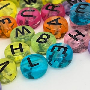 400 Assorted 7mm Alphabet Letter Beads, Purple Yellow Green Orange Pink Blue