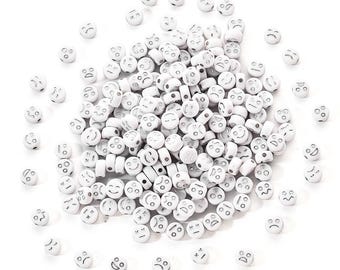 Acrylic Smiley Face Beads, Frowny Face Beads, Wow Beads, Sad Face Bead, Facial Expression Beads