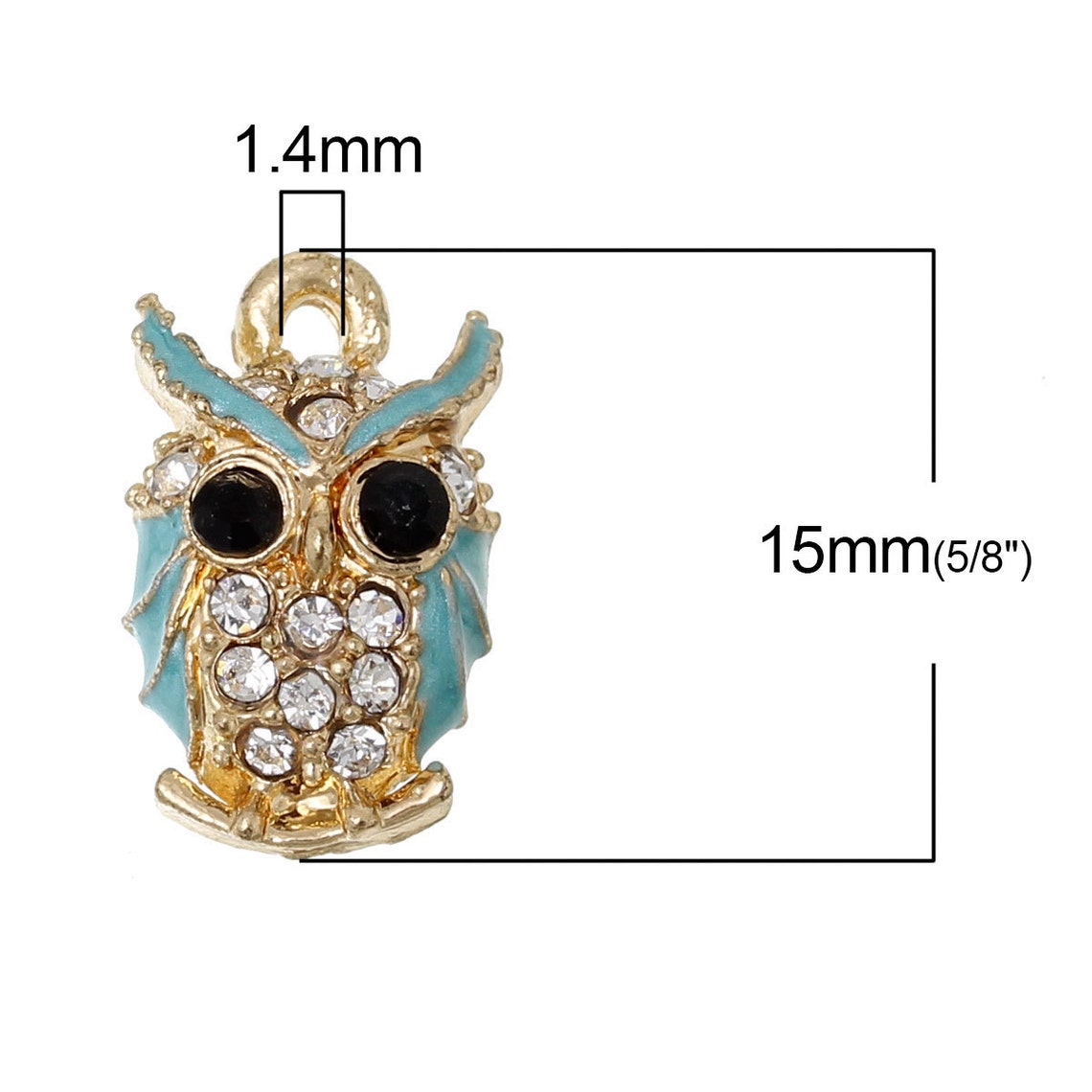 5 Rhinestone Owl Charm Gold Plated 3819 756 361a Etsy