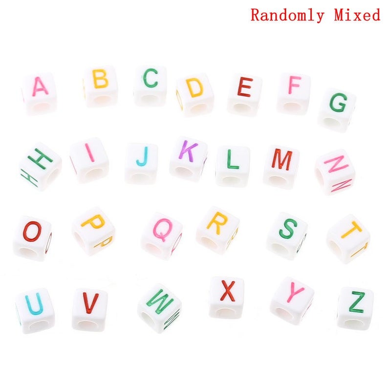 Vertical Cube Letter Beads Alphabet Beads Vertical Hole 7mm Etsy