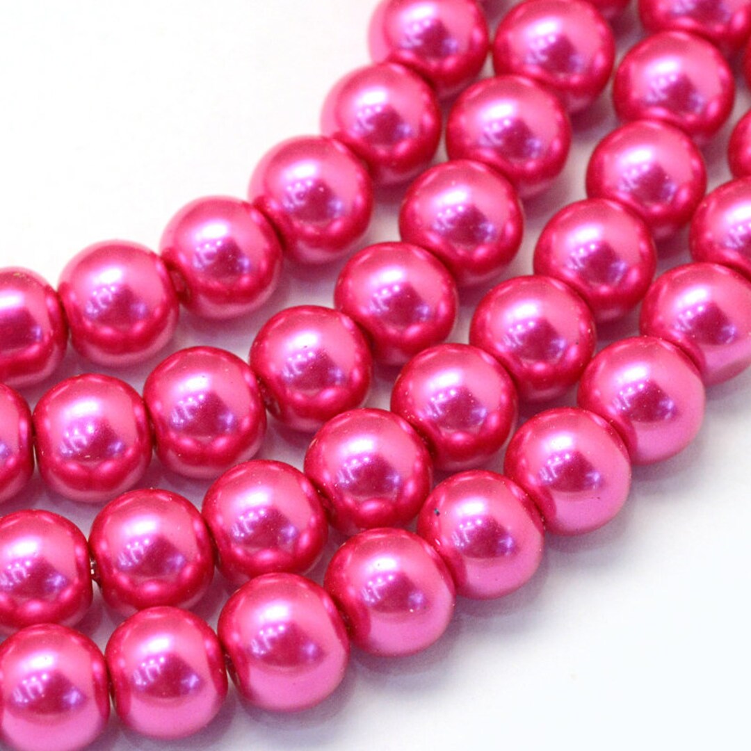 10mm 8mm 6mm 4mm Pink Glass Pearl Beads Etsy